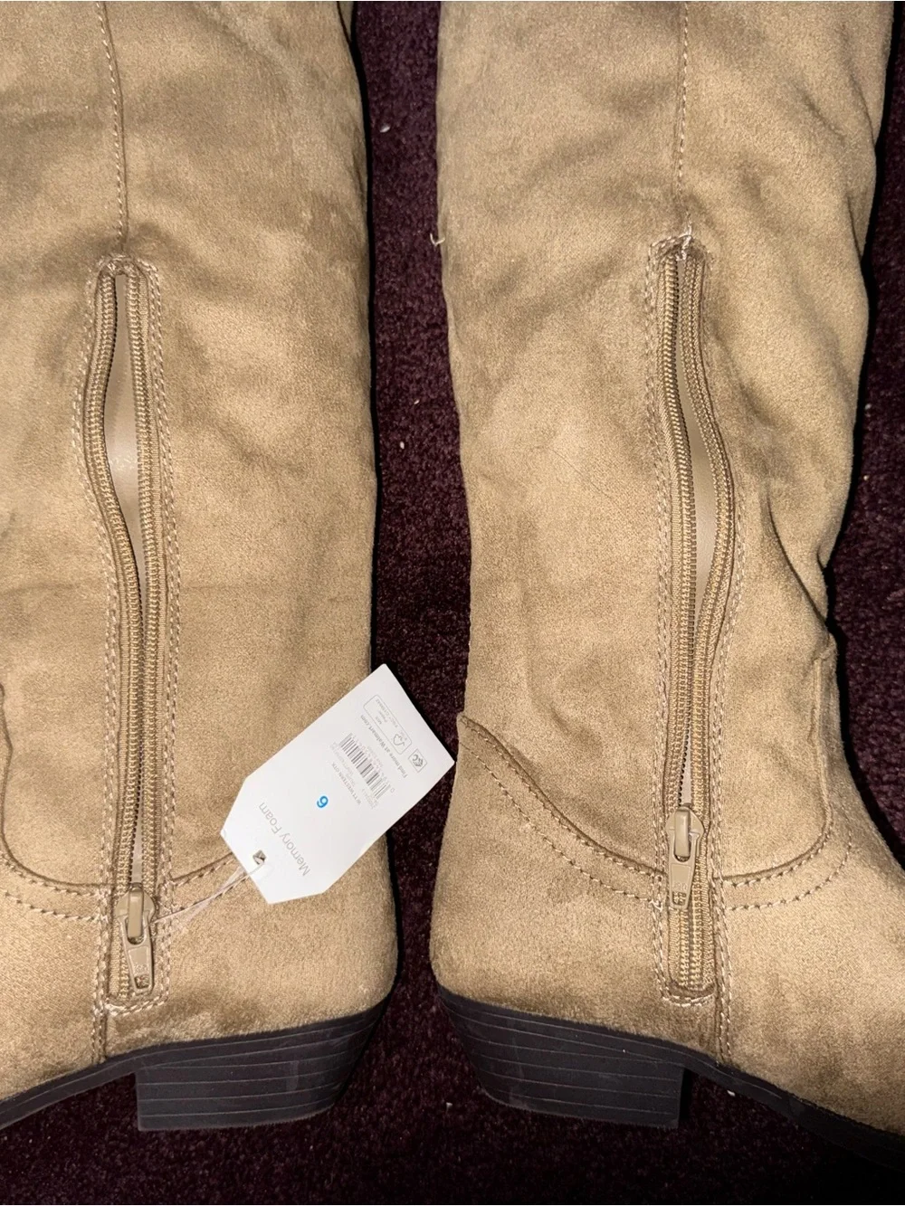 Time and Tru Womens Western OTK Boots Size 6 Taupe Faux Suede Cowboy NWT